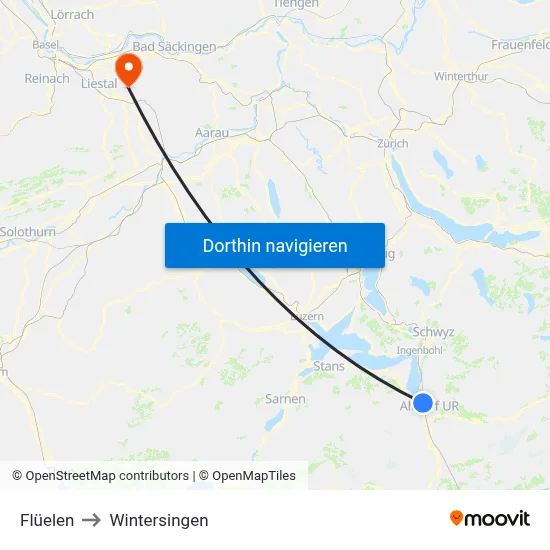 Flüelen to Wintersingen map
