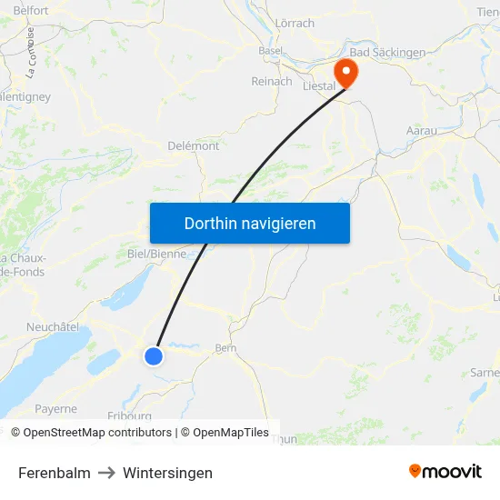 Ferenbalm to Wintersingen map