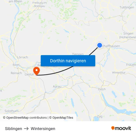 Siblingen to Wintersingen map