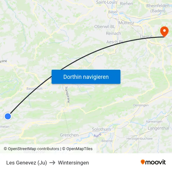 Les Genevez (Ju) to Wintersingen map