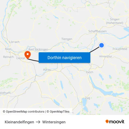 Kleinandelfingen to Wintersingen map