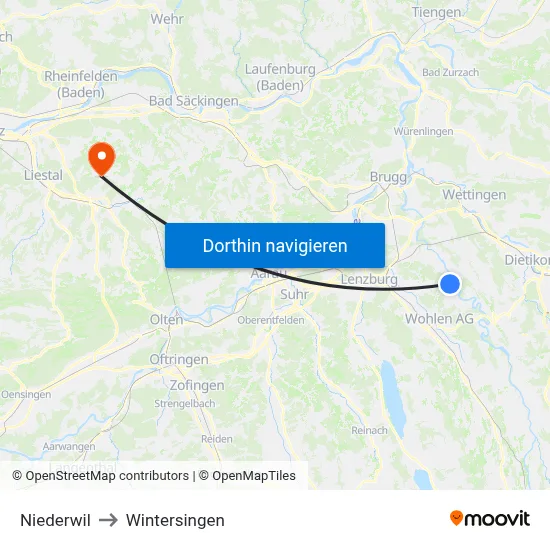 Niederwil to Wintersingen map