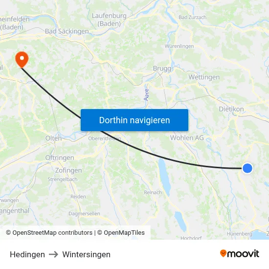 Hedingen to Wintersingen map