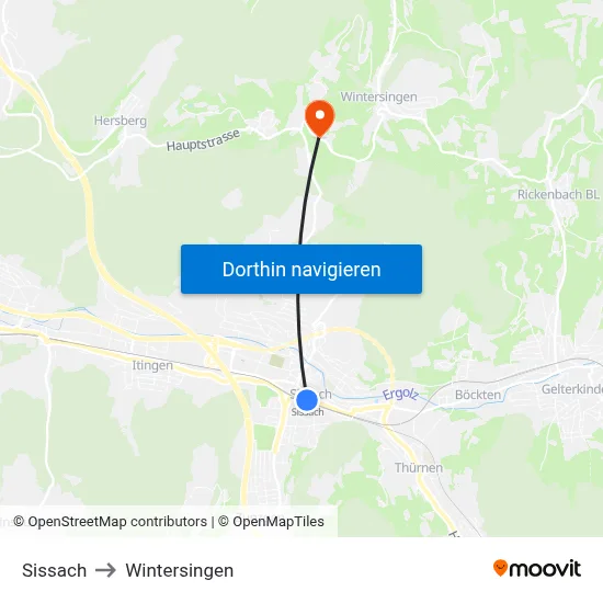 Sissach to Wintersingen map