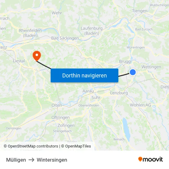Mülligen to Wintersingen map