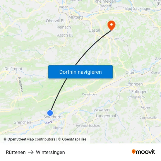Rüttenen to Wintersingen map