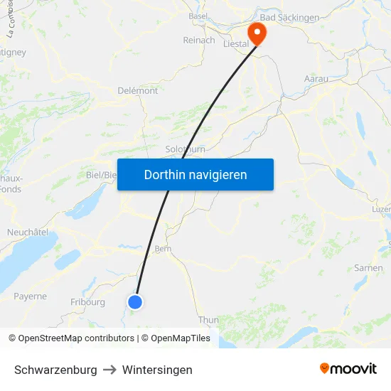 Schwarzenburg to Wintersingen map