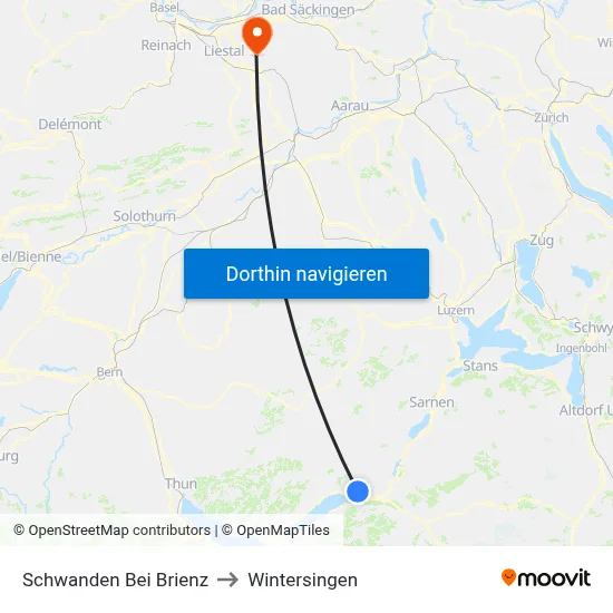 Schwanden Bei Brienz to Wintersingen map