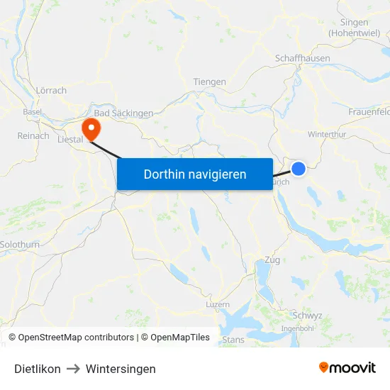 Dietlikon to Wintersingen map