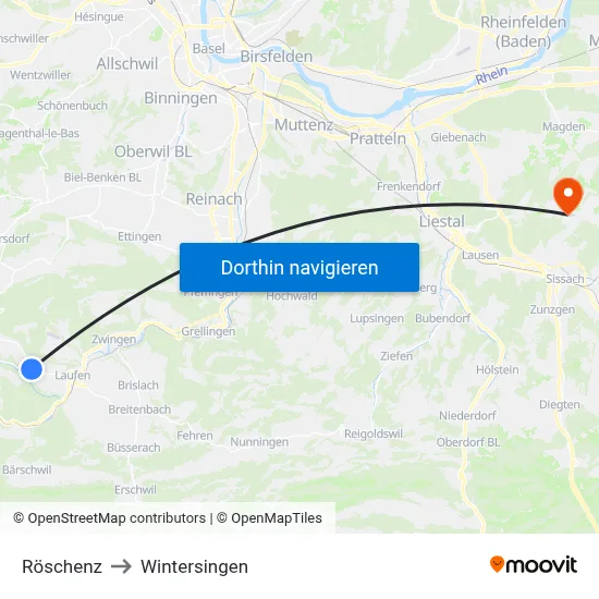 Röschenz to Wintersingen map