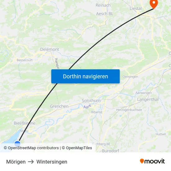 Mörigen to Wintersingen map