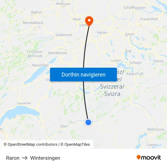 Raron to Wintersingen map
