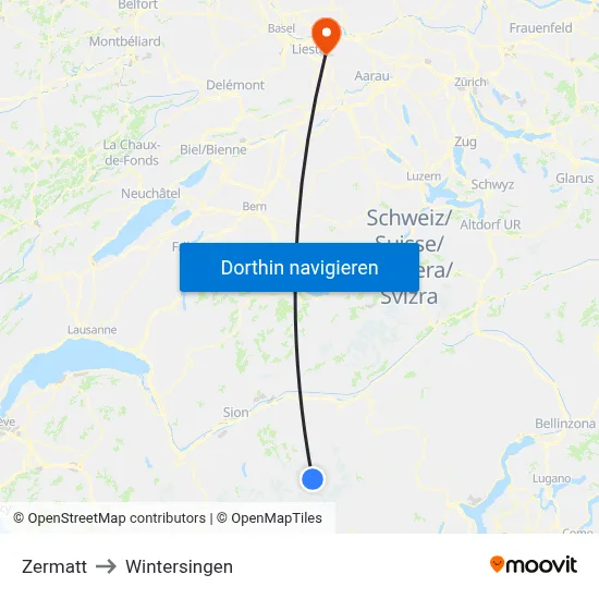 Zermatt to Wintersingen map