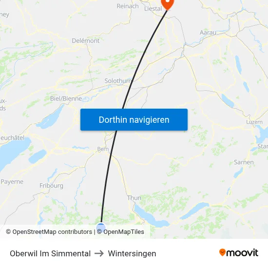 Oberwil Im Simmental to Wintersingen map