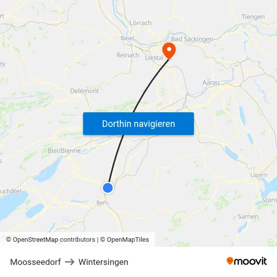 Moosseedorf to Wintersingen map