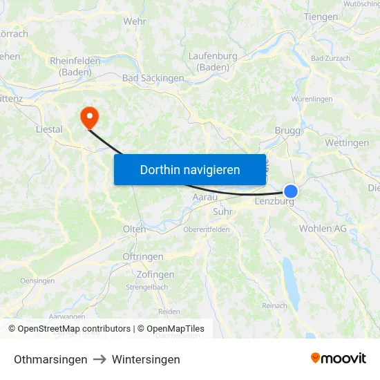 Othmarsingen to Wintersingen map