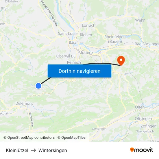 Kleinlützel to Wintersingen map