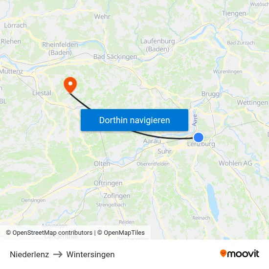 Niederlenz to Wintersingen map