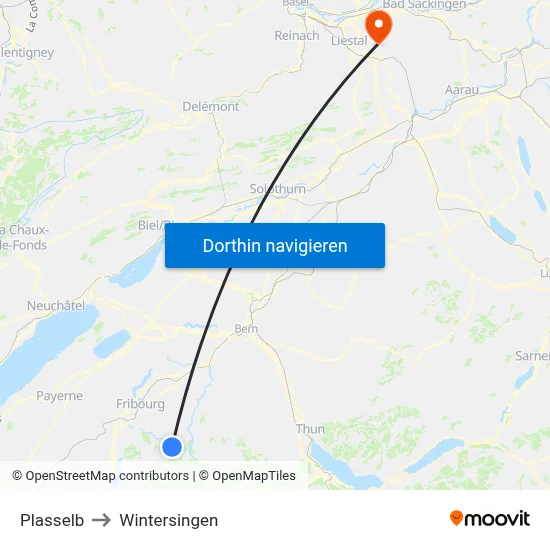 Plasselb to Wintersingen map
