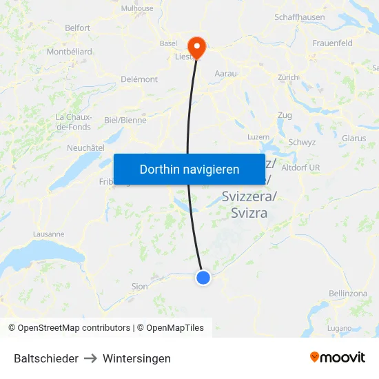 Baltschieder to Wintersingen map