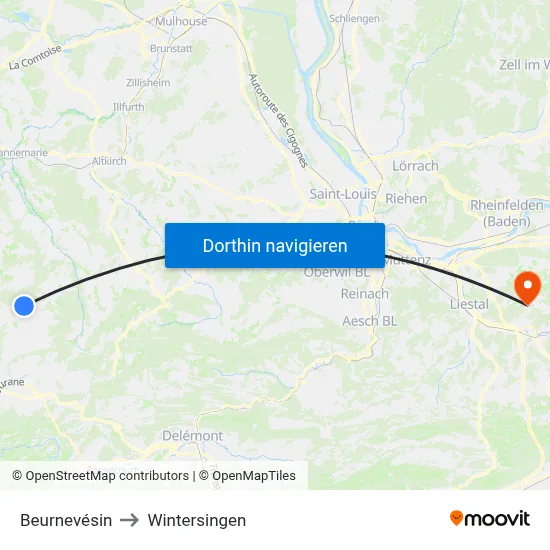 Beurnevésin to Wintersingen map