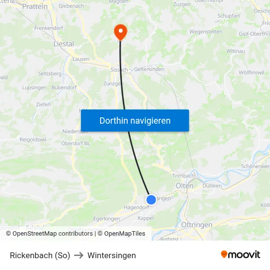 Rickenbach (So) to Wintersingen map