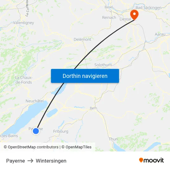 Payerne to Wintersingen map