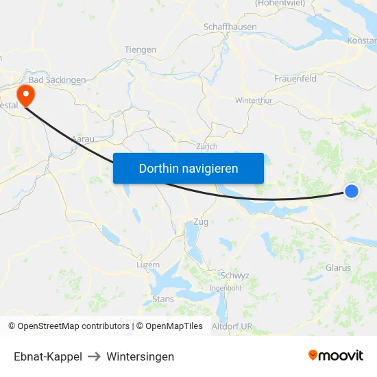Ebnat-Kappel to Wintersingen map