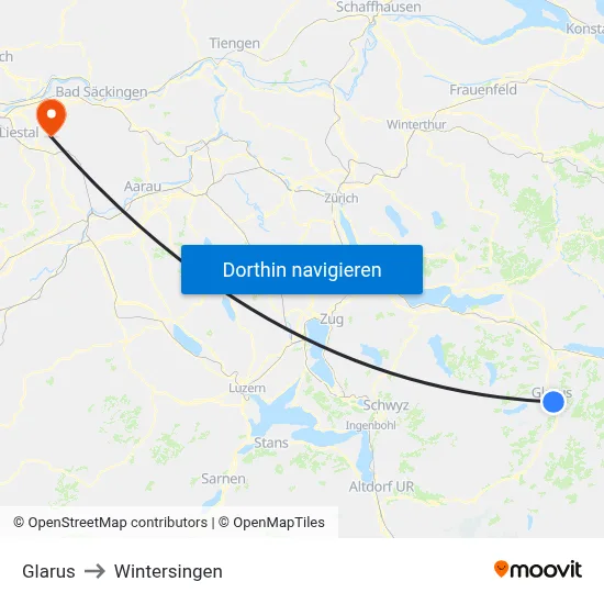 Glarus to Wintersingen map
