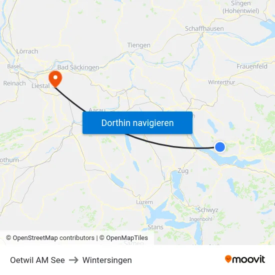 Oetwil AM See to Wintersingen map