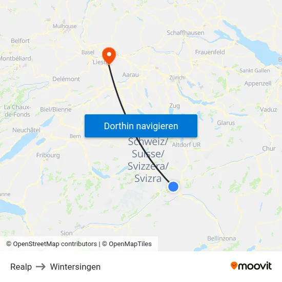 Realp to Wintersingen map