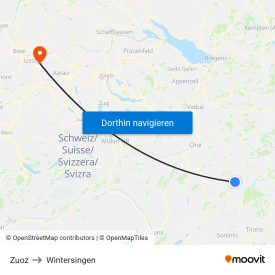 Zuoz to Wintersingen map