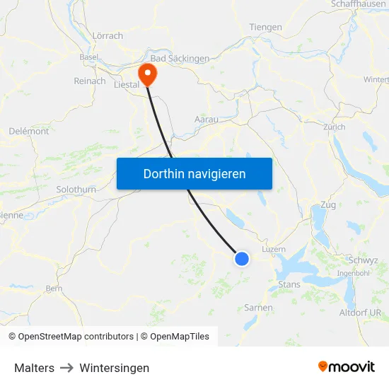 Malters to Wintersingen map