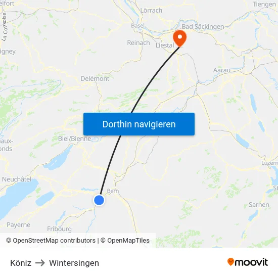 Köniz to Wintersingen map