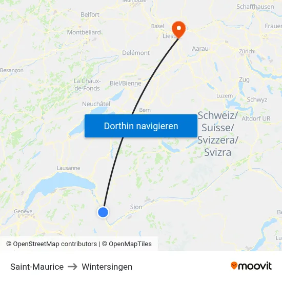 Saint-Maurice to Wintersingen map