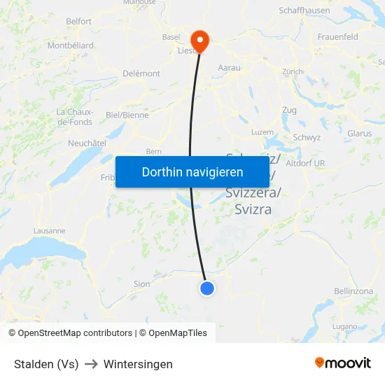 Stalden (Vs) to Wintersingen map