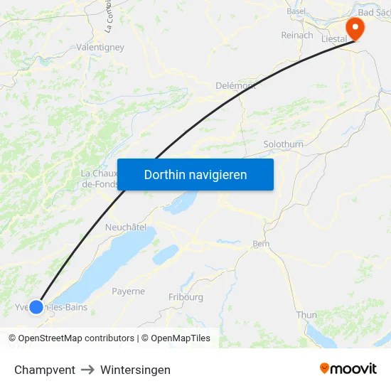 Champvent to Wintersingen map