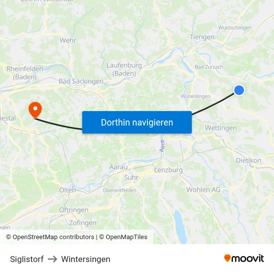 Siglistorf to Wintersingen map