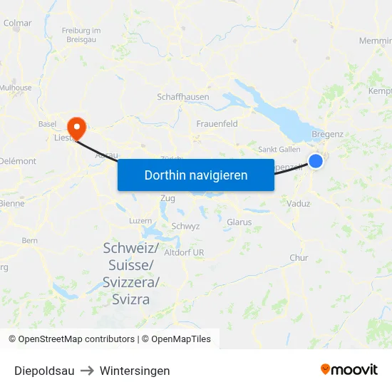 Diepoldsau to Wintersingen map