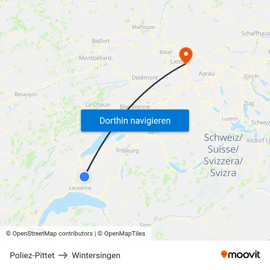 Poliez-Pittet to Wintersingen map