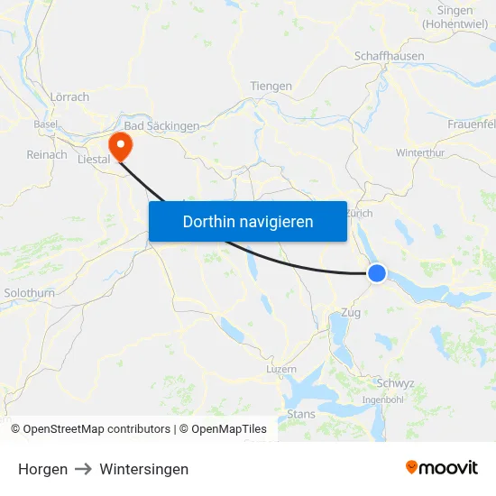 Horgen to Wintersingen map