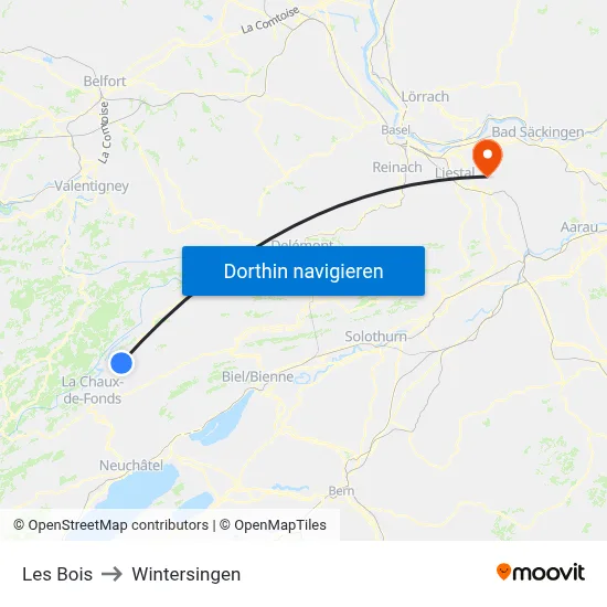 Les Bois to Wintersingen map
