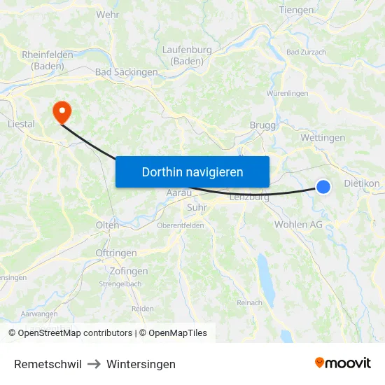 Remetschwil to Wintersingen map