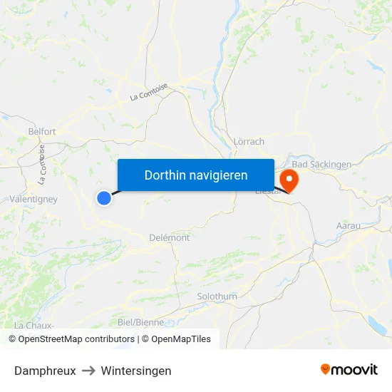 Damphreux to Wintersingen map