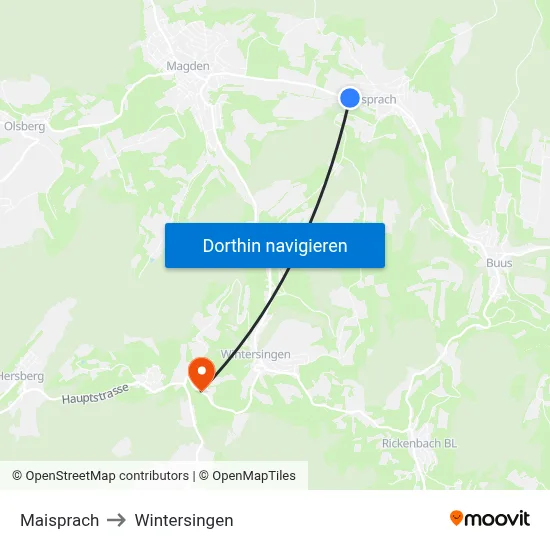 Maisprach to Wintersingen map
