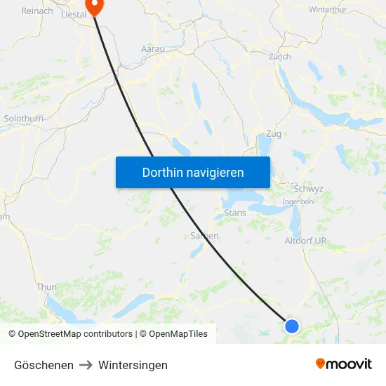 Göschenen to Wintersingen map