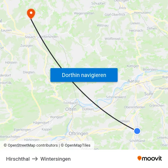 Hirschthal to Wintersingen map