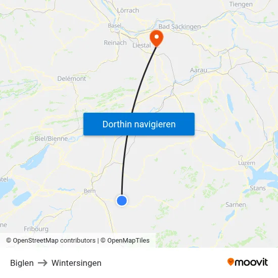 Biglen to Wintersingen map