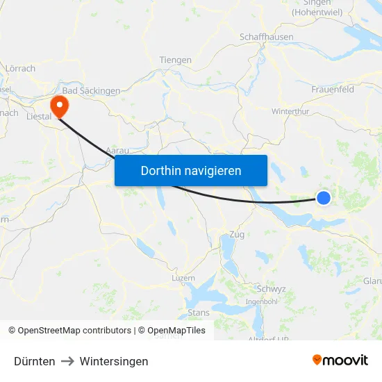 Dürnten to Wintersingen map
