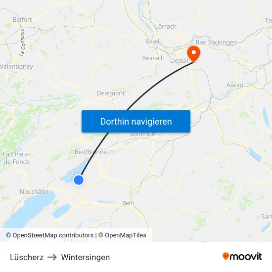 Lüscherz to Wintersingen map
